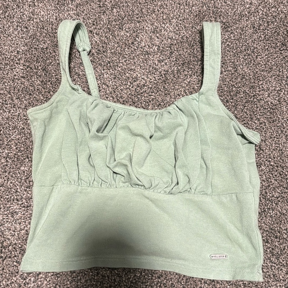 hollister scrunched tank top in sage green